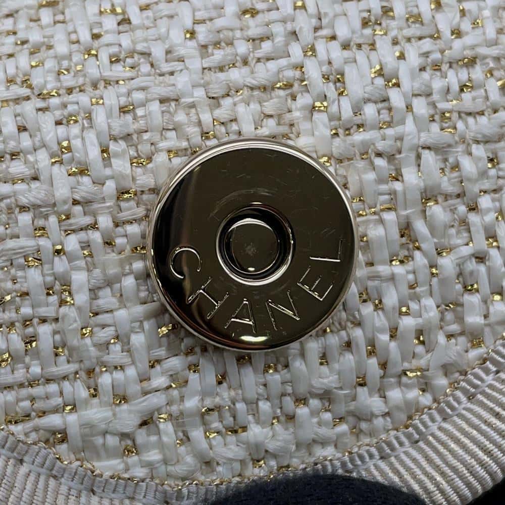 CHANEL Deauville 2WAYTote Bag Ivory/GoldA66941 Tweed Size GM