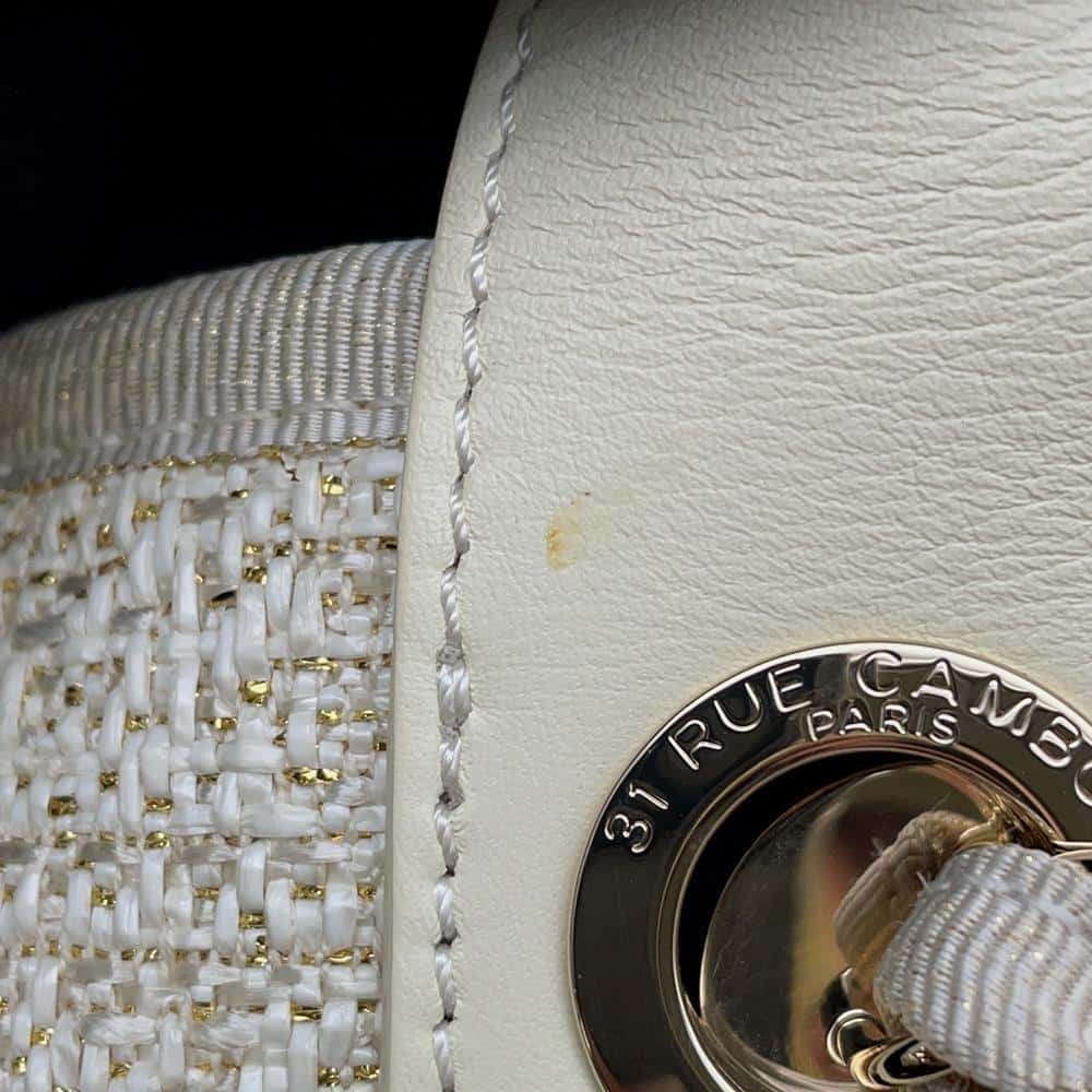 CHANEL Deauville 2WAYTote Bag Ivory/GoldA66941 Tweed Size GM