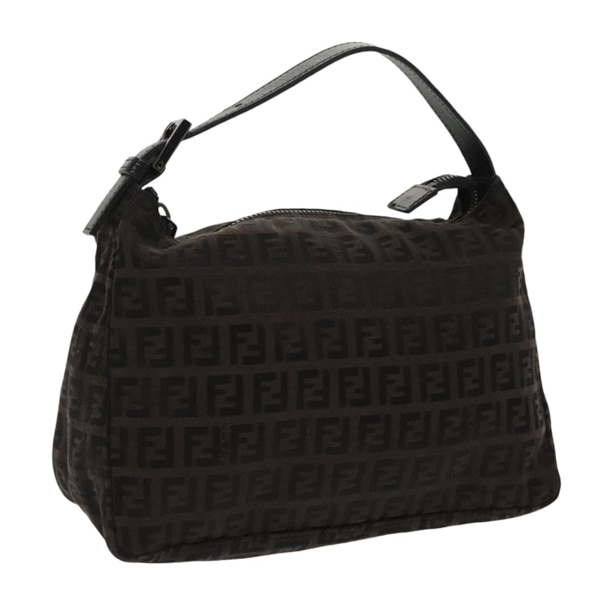FENDI Zucchino Canvas Hand Bag Black 100056