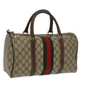 GUCCI GG Supreme Web Sherry Line Boston Bag PVC Beige Red 378 02 07 100064
