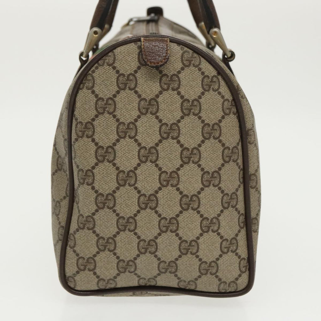 GUCCI GG Supreme Web Sherry Line Boston Bag PVC Beige Red 378 02 07 100064
