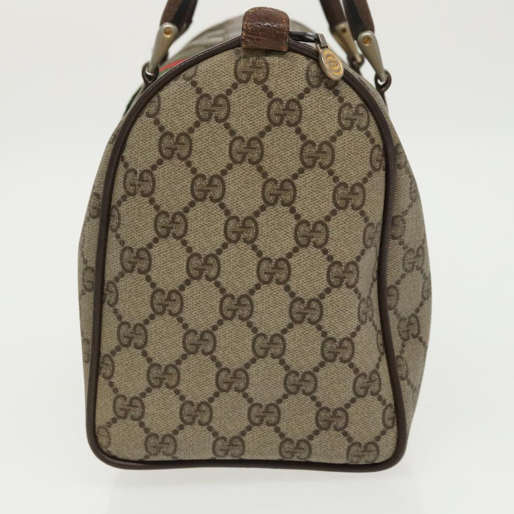 GUCCI GG Supreme Web Sherry Line Boston Bag PVC Beige Red 378 02 07 100064
