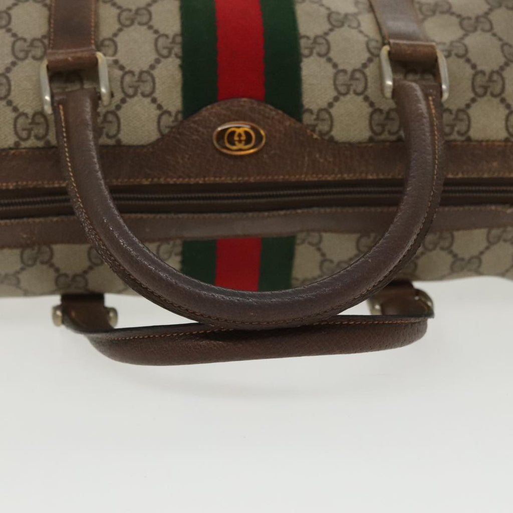 GUCCI GG Supreme Web Sherry Line Boston Bag PVC Beige Red 378 02 07 100064