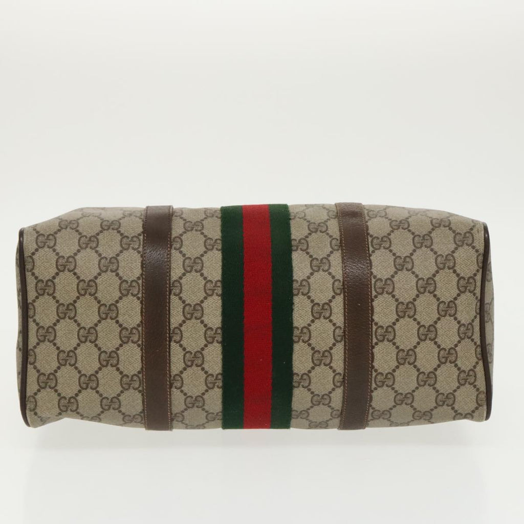 GUCCI GG Supreme Web Sherry Line Boston Bag PVC Beige Red 378 02 07 100064