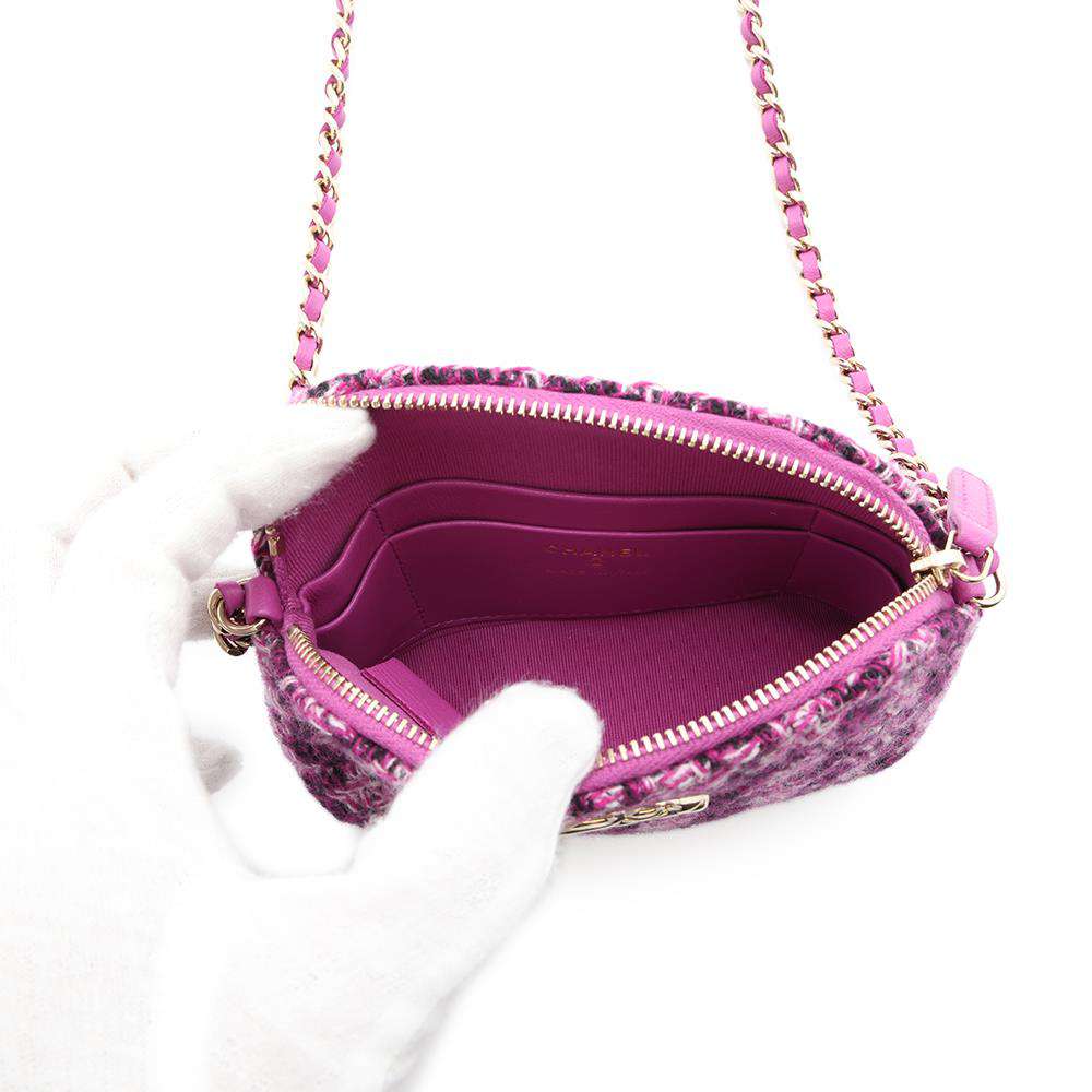 CHANEL ChainClutch Bag Purple Tweed
