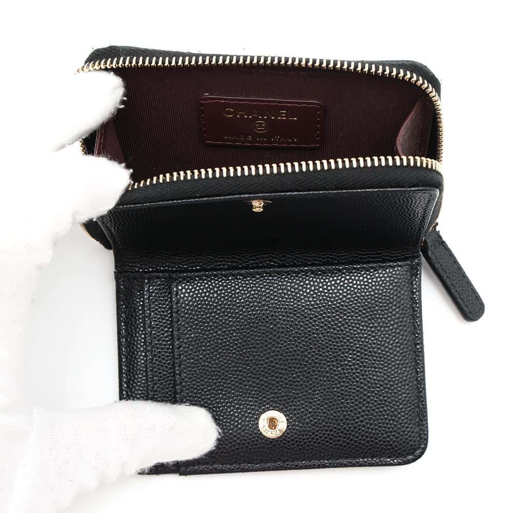 CHANEL Matelasse Bi-fold Coin Purse BlackAP1958 Caviar Leather