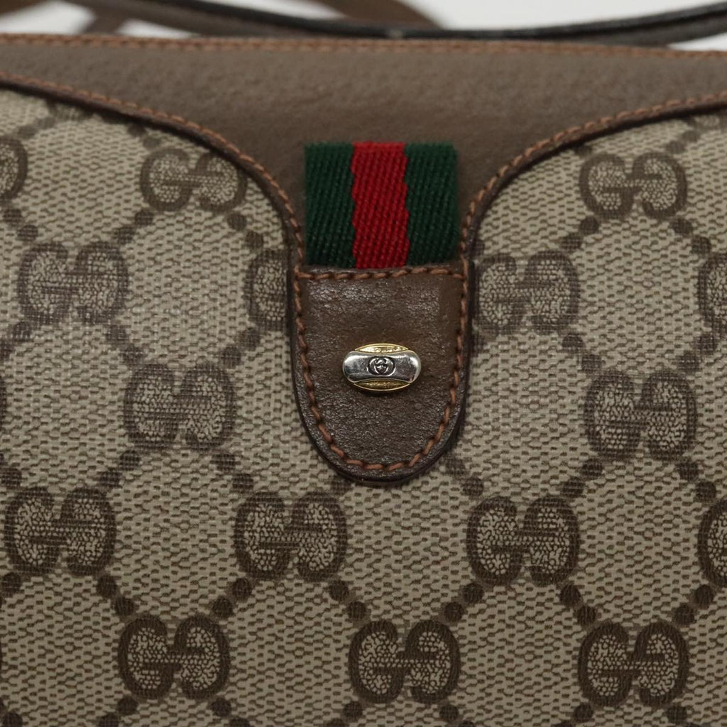 GUCCI GG Supreme Web Sherry Line Shoulder Bag PVC Beige 89 02 018 100071