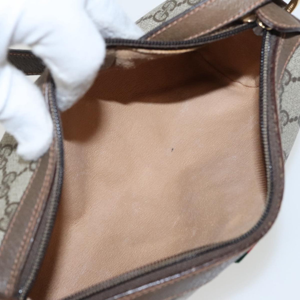 GUCCI GG Supreme Web Sherry Line Shoulder Bag PVC Beige 89 02 018 100071