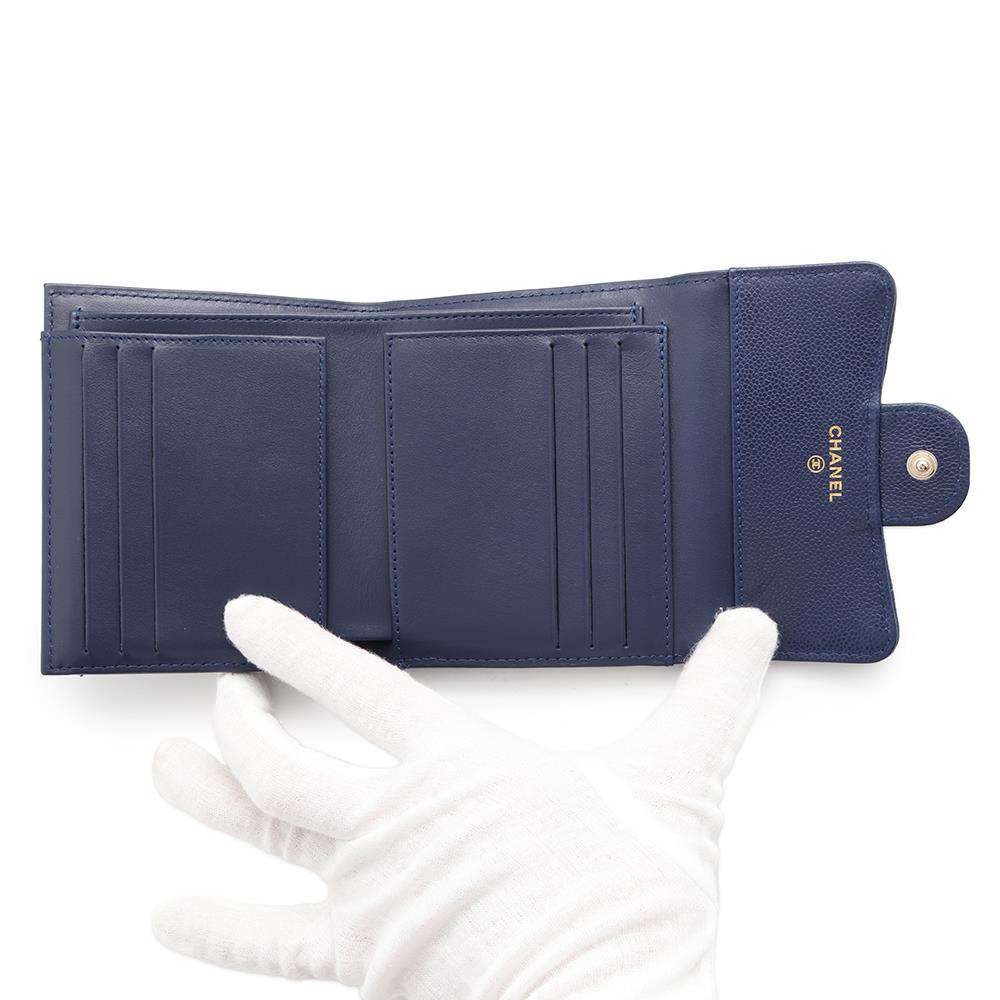 CHANEL Matelasse Classic Small Flap Wallet NavyAP0231 Caviar Leather