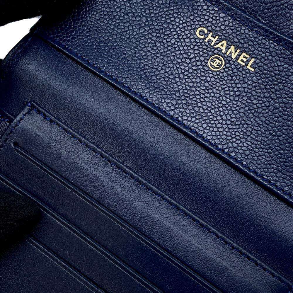 CHANEL Matelasse Classic Small Flap Wallet NavyAP0231 Caviar Leather