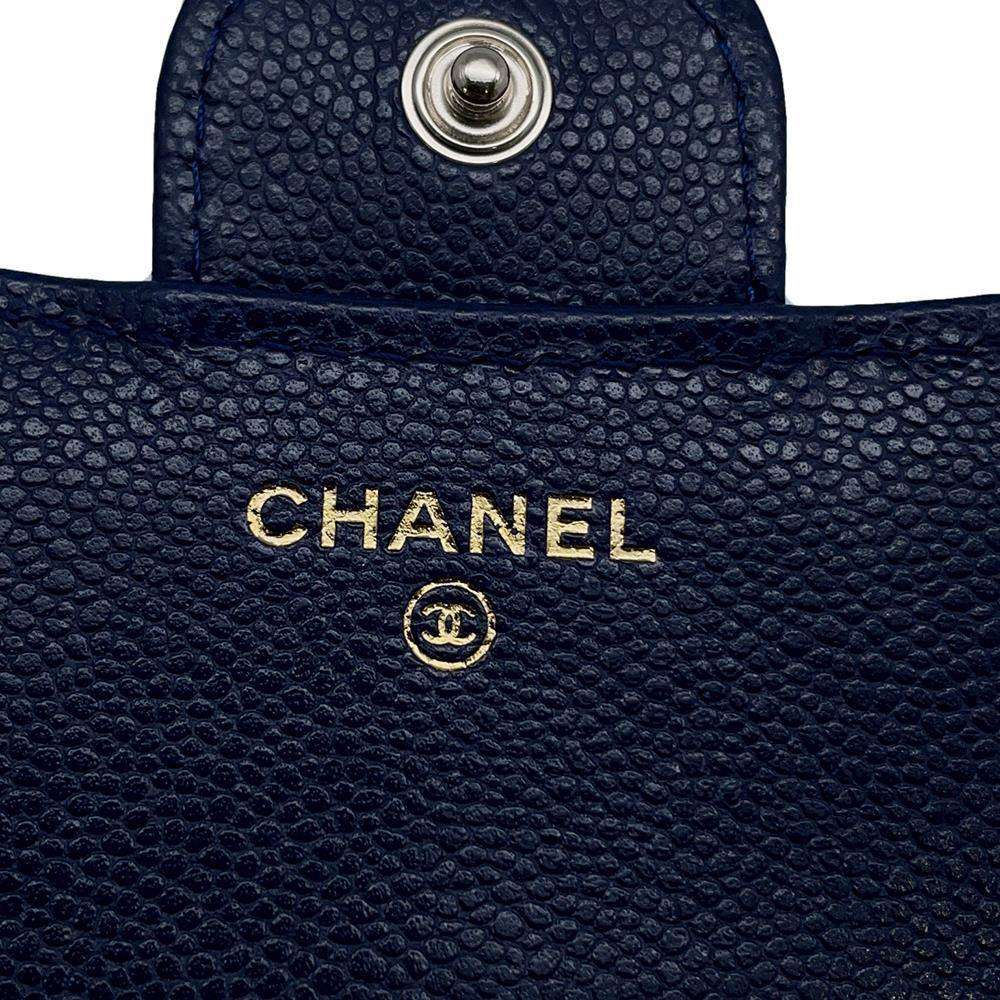CHANEL Matelasse Classic Small Flap Wallet NavyAP0231 Caviar Leather