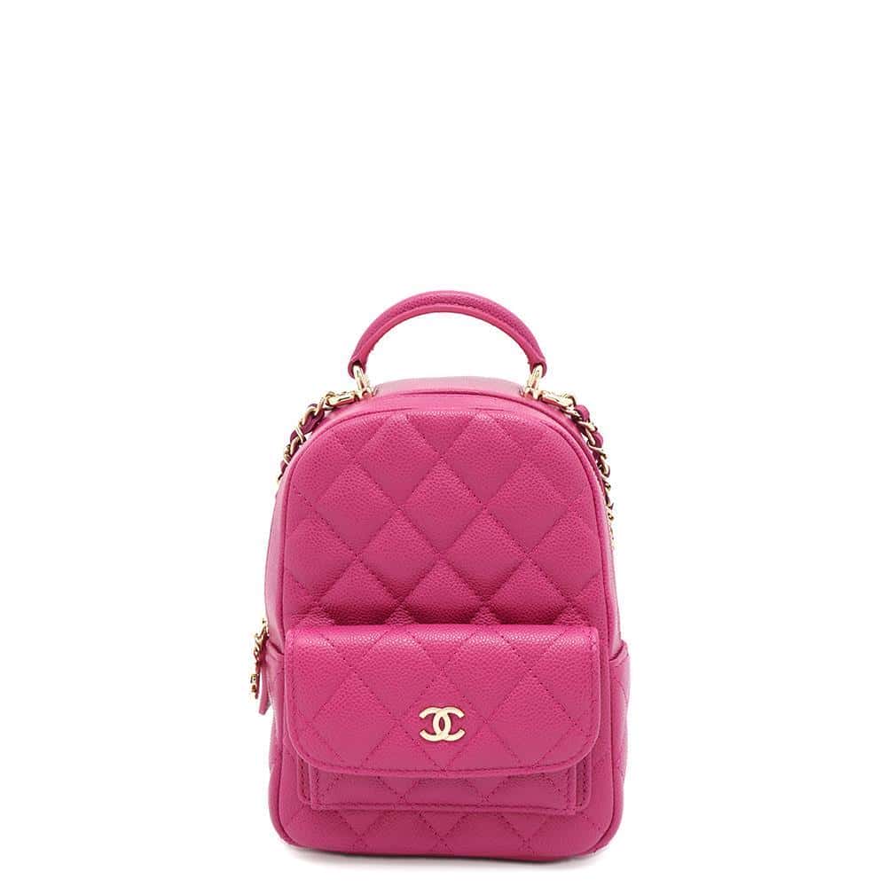 CHANEL 2way Backpack Shoulder Bag Fuschia PinkAP3753 Caviar Leather