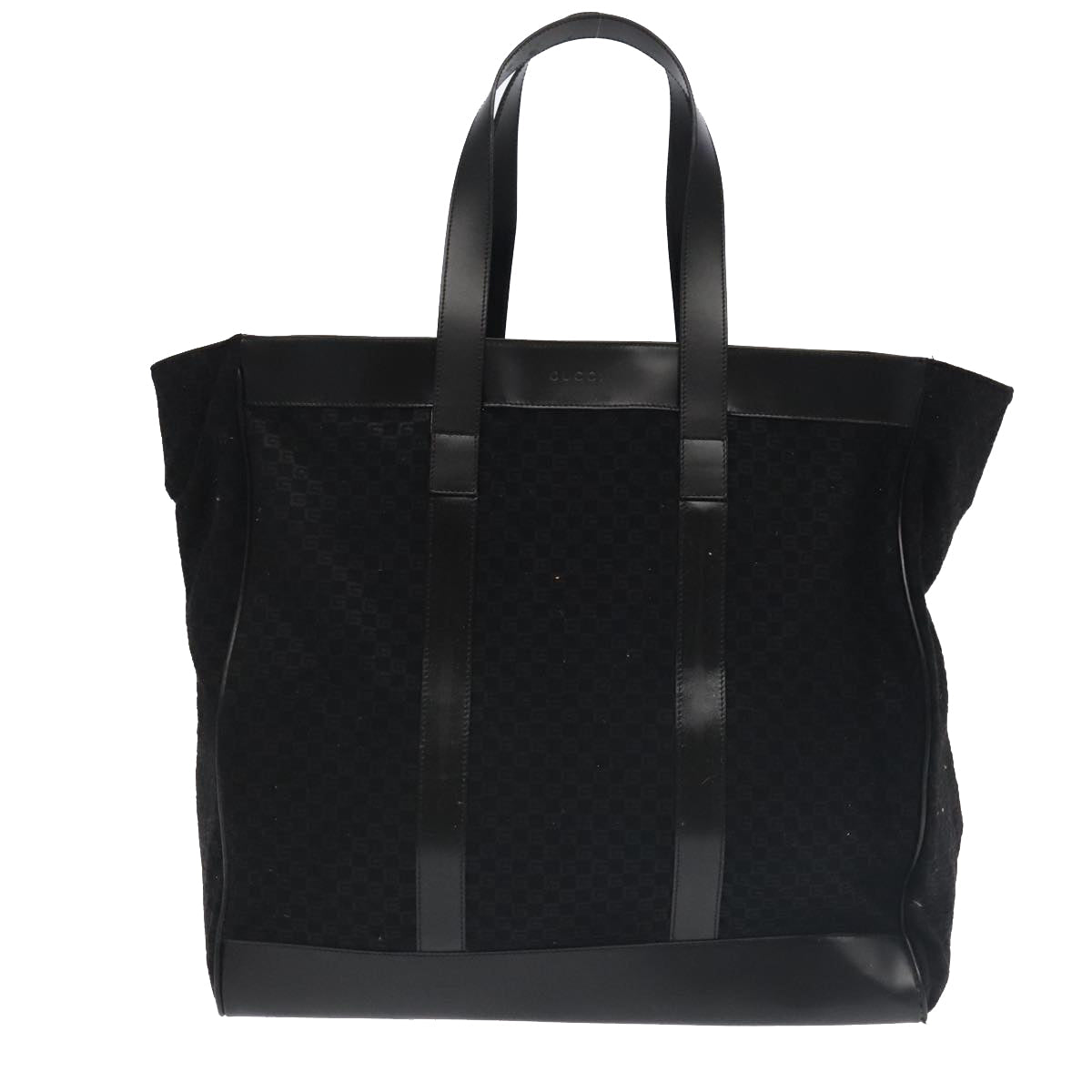 GUCCI Square GG Canvas Tote Bag Outlet Black Silver 91384 100086
