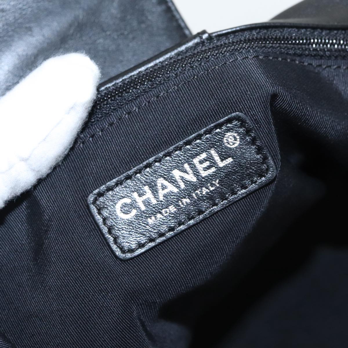 CHANEL Tote Bag Canvas Turquoise Blue CC 100096