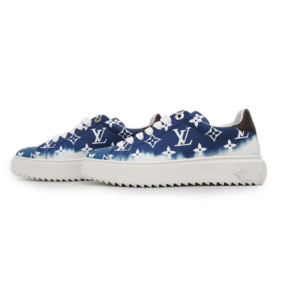 LOUIS VUITTON LV Escale Time Out Line Sneakers Blue Monogram Size 36