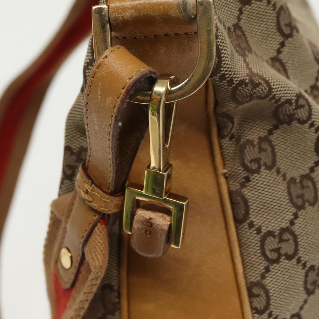 GUCCI GG Canvas Sherry Line Shoulder Bag Beige Gold Brown 001 4095 100097
