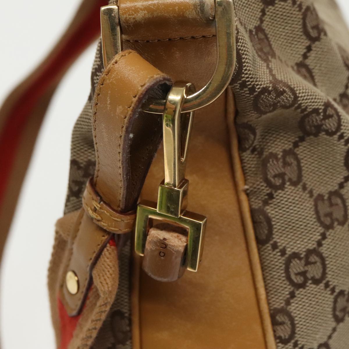 GUCCI GG Canvas Sherry Line Shoulder Bag Beige Gold Brown 001 4095 100097