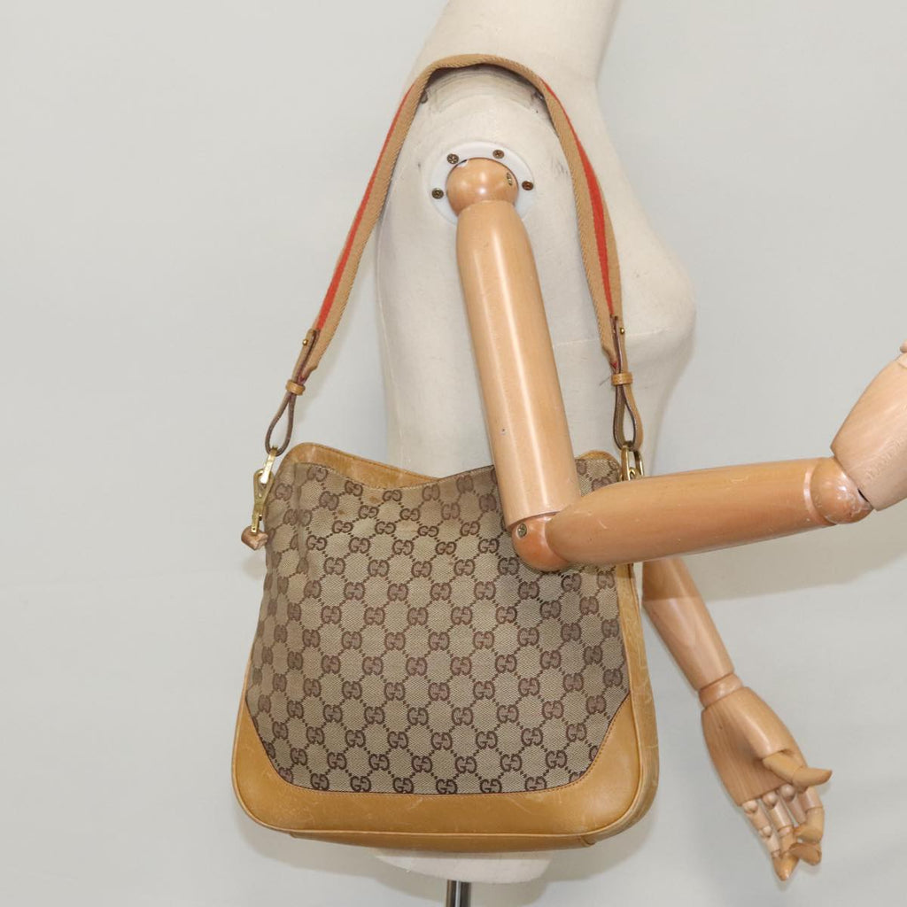GUCCI GG Canvas Sherry Line Shoulder Bag Beige Gold Brown 001 4095 100097