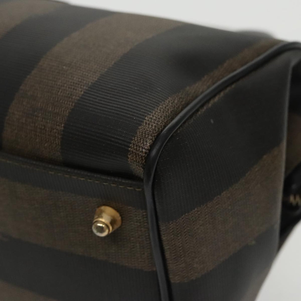 FENDI Pecan Canvas Hand Bag Brown Black gold 100100