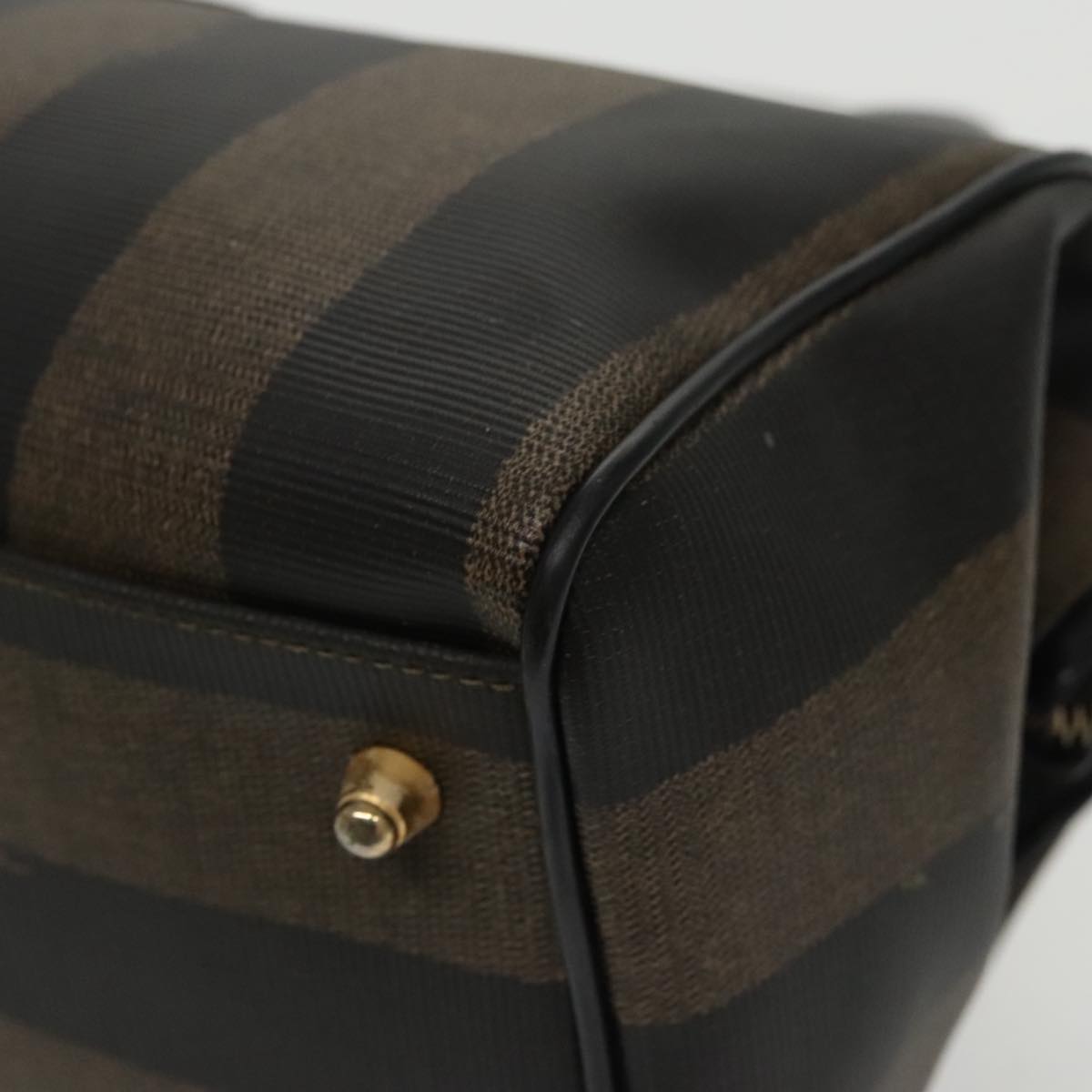 FENDI Pecan Canvas Hand Bag Brown Black gold 100100
