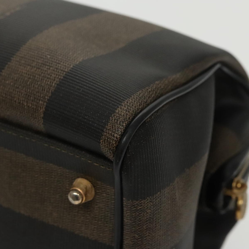 FENDI Pecan Canvas Hand Bag Brown Black gold 100100
