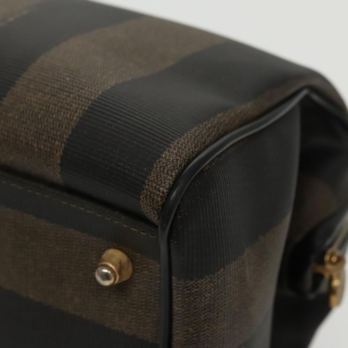 FENDI Pecan Canvas Hand Bag Brown Black gold 100100