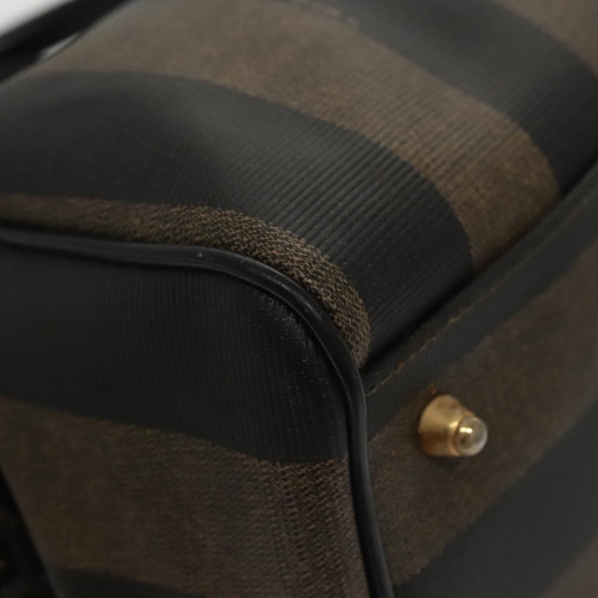 FENDI Pecan Canvas Hand Bag Brown Black gold 100100