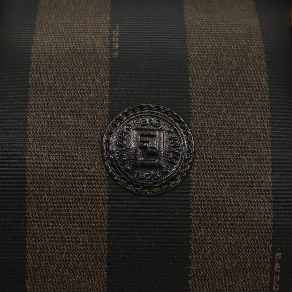 FENDI Pecan Canvas Hand Bag Brown Black gold 100100