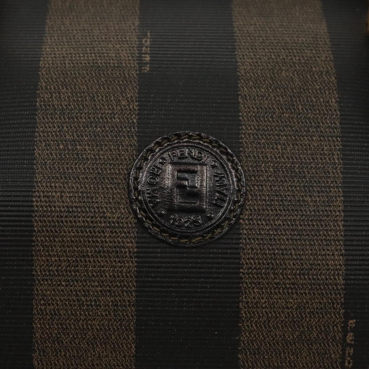 FENDI Pecan Canvas Hand Bag Brown Black gold 100100