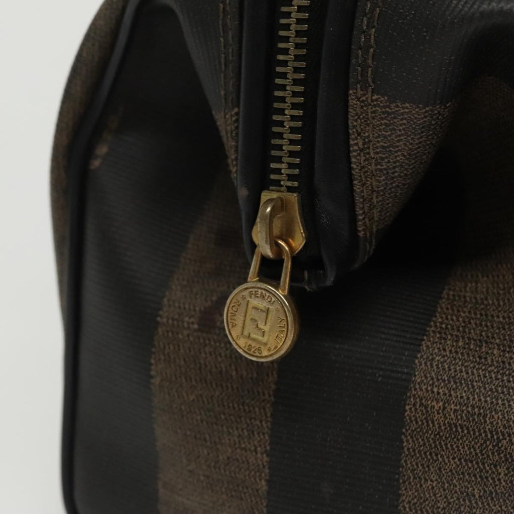 FENDI Pecan Canvas Hand Bag Brown Black gold 100100