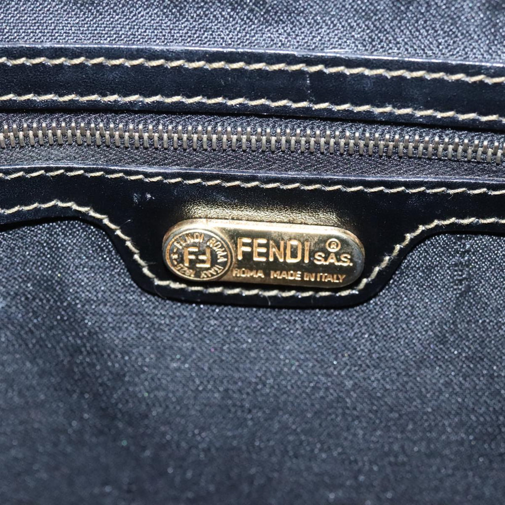 FENDI Pecan Canvas Hand Bag Brown Black gold 100100