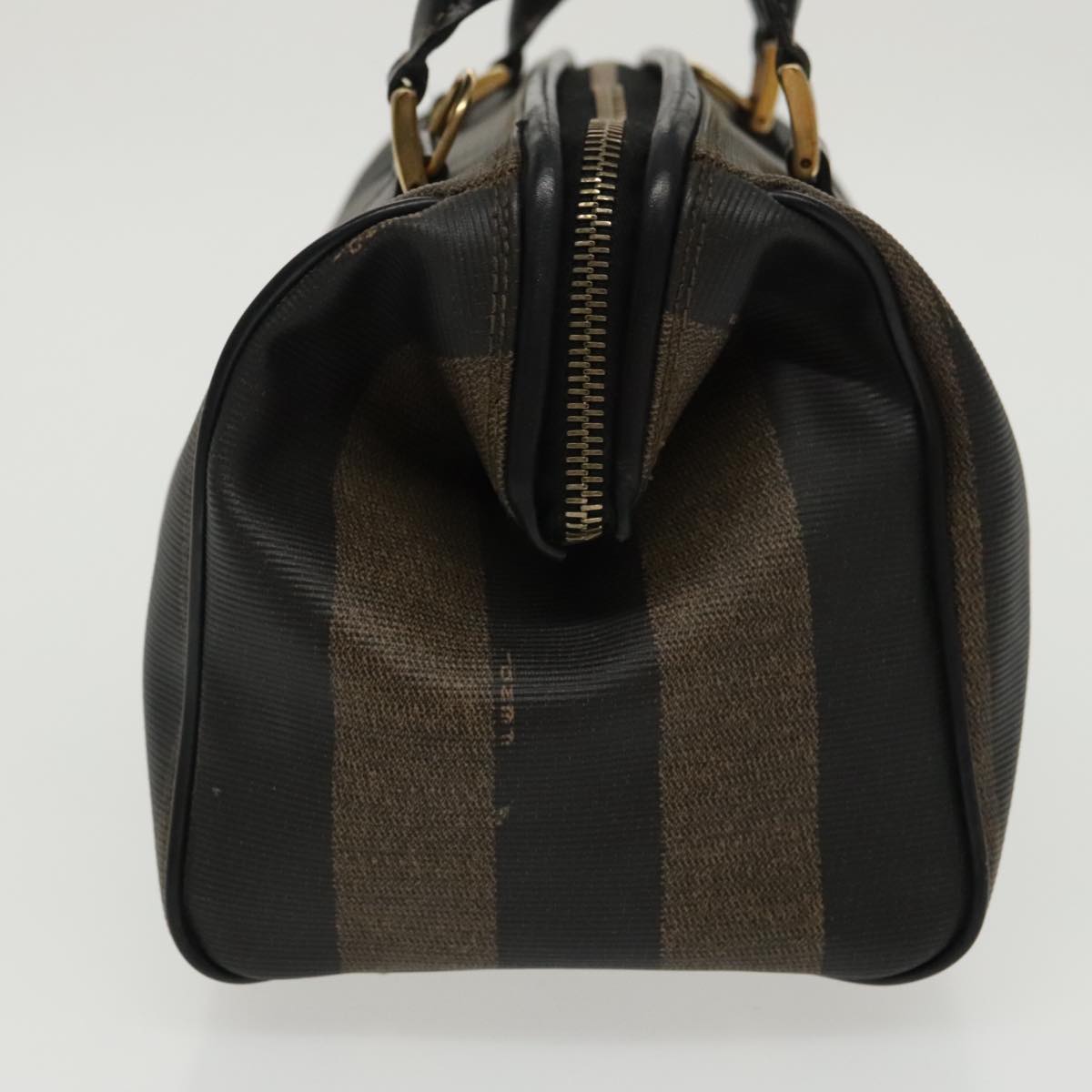 FENDI Pecan Canvas Hand Bag Brown Black gold 100100