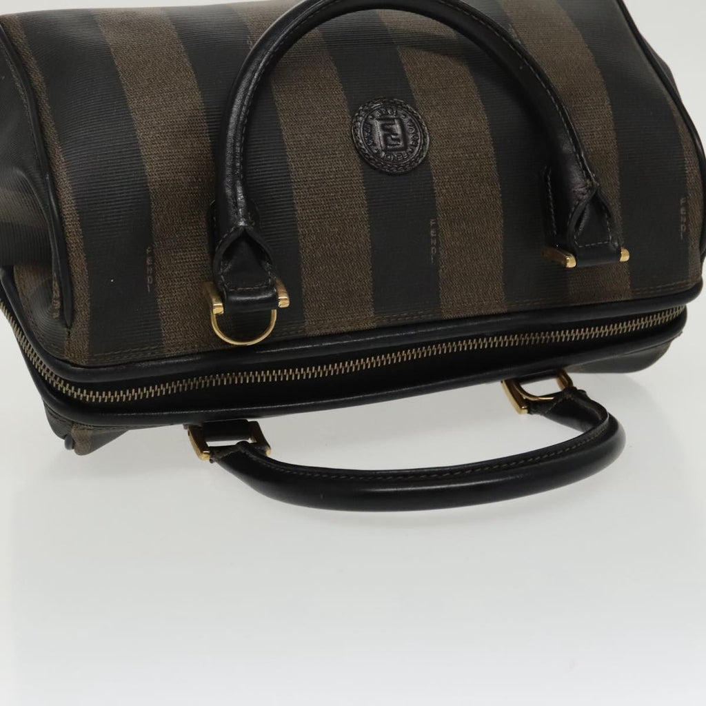FENDI Pecan Canvas Hand Bag Brown Black gold 100100