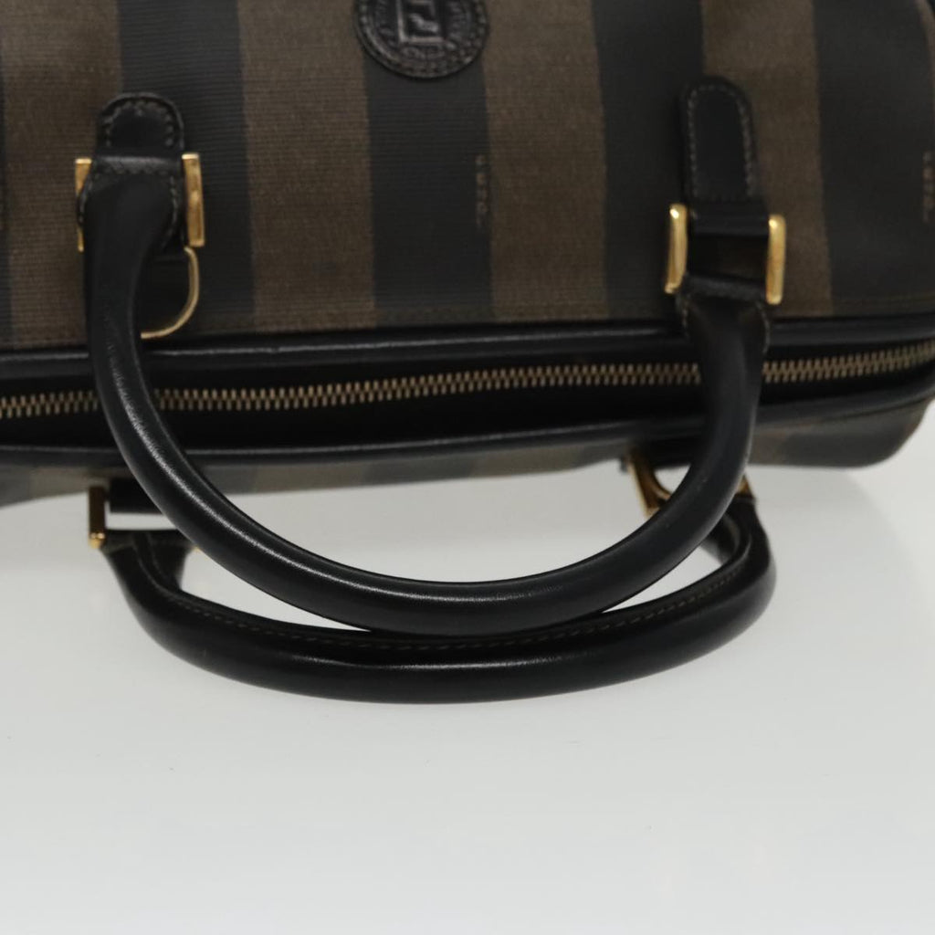 FENDI Pecan Canvas Hand Bag Brown Black gold 100100