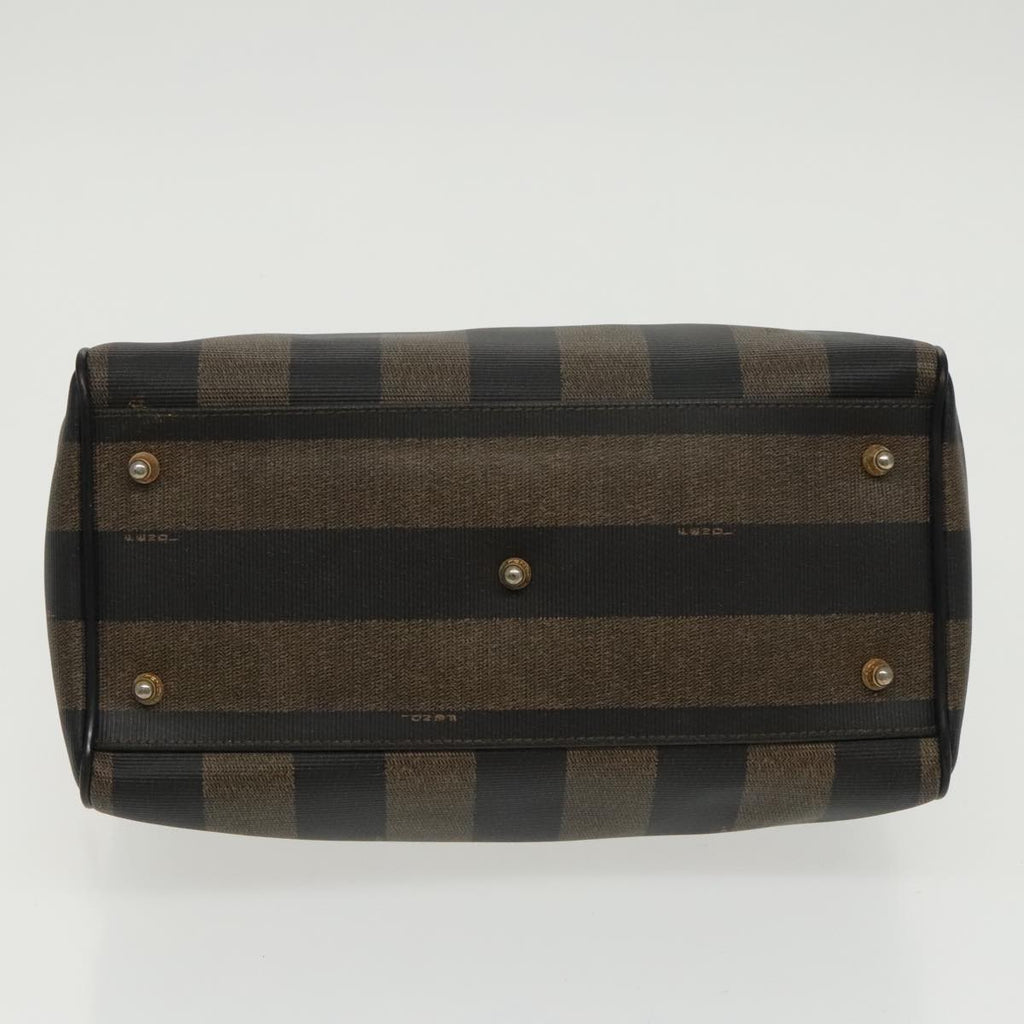 FENDI Pecan Canvas Hand Bag Brown Black gold 100100