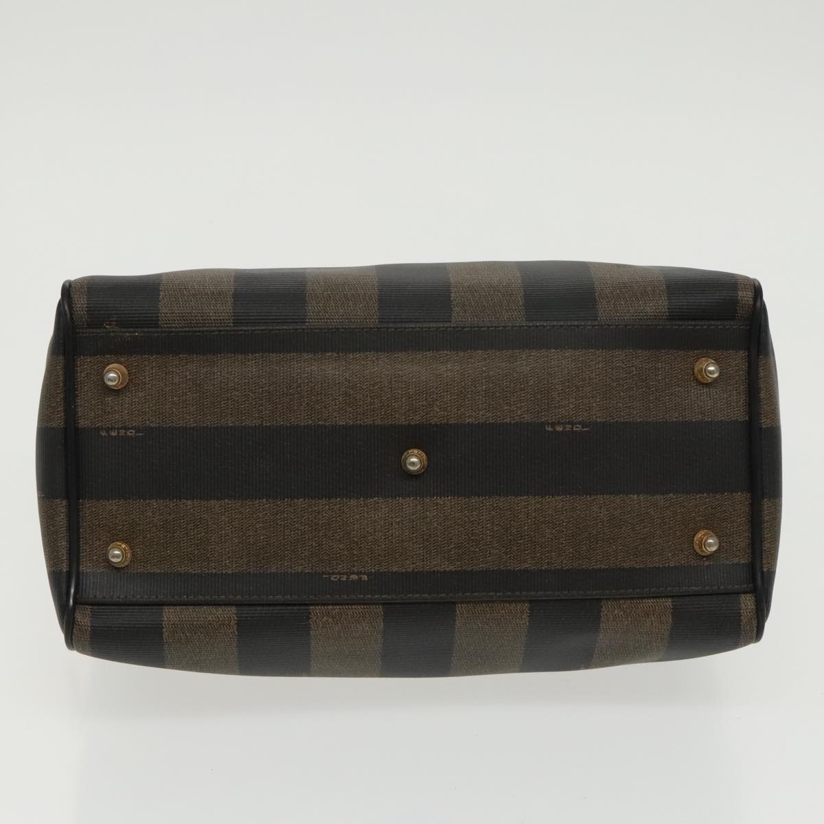 FENDI Pecan Canvas Hand Bag Brown Black gold 100100