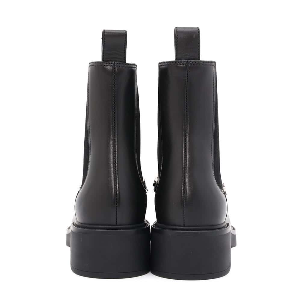 GUCCI ChelseaBoots with Horsebit Chain Black670393 Leather Size 34 1/2