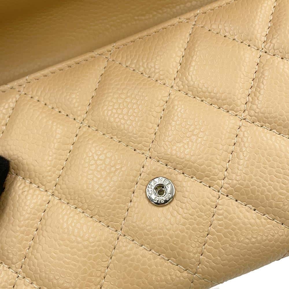 CHANEL Classic long flap wallet BeigeAP0241 Caviar Leather