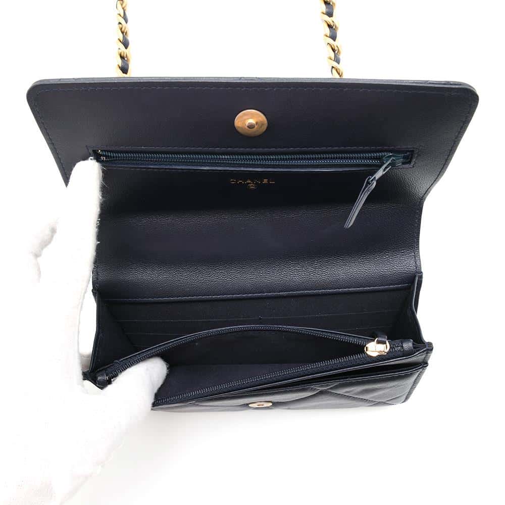 CHANEL CHANEL19 Flap Chain Wallet NavyAP0957 Lambskin