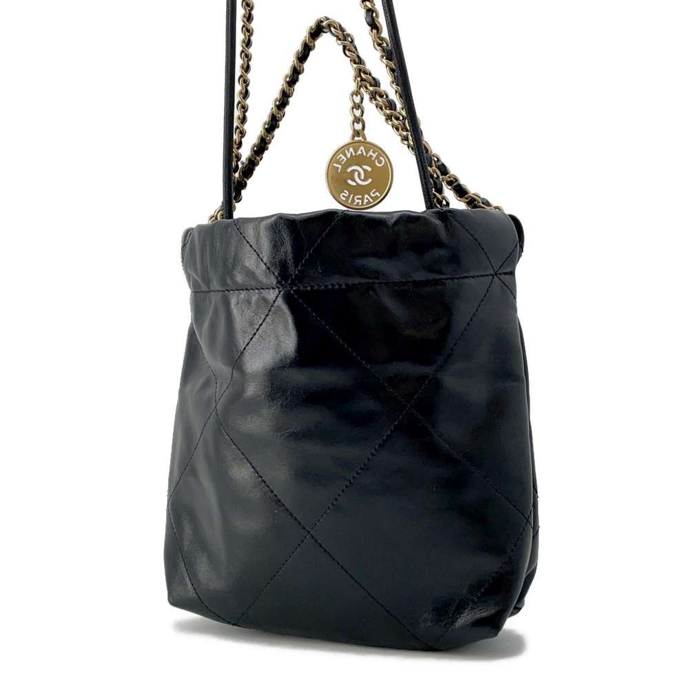 CHANEL CHANEL22 BlackAS3980 Shiny Calf Leather Size Mini