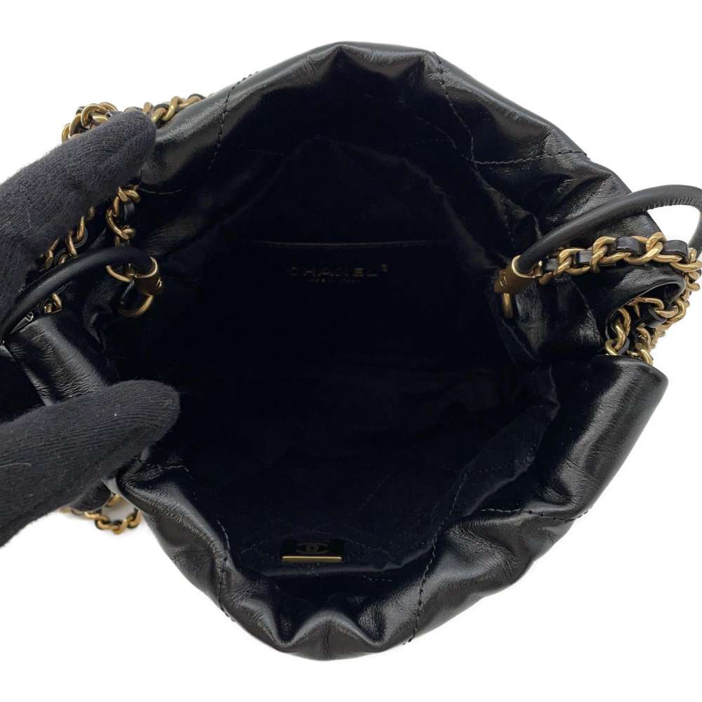 CHANEL CHANEL22 BlackAS3980 Shiny Calf Leather Size Mini