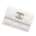 CHANEL Matelasse Classic Tri-Fold Compact Wallet WhiteAP3397 Caviar Leather