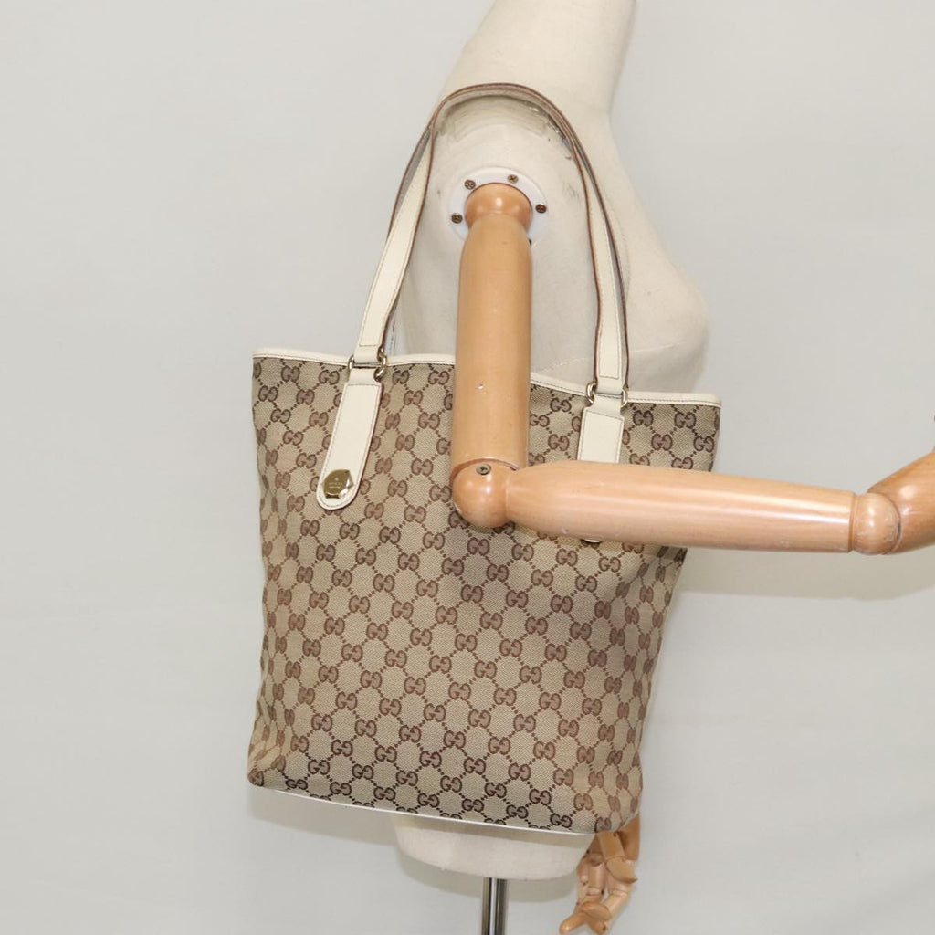 GUCCI GG Canvas Tote Bag Beige Gold 153009 100143