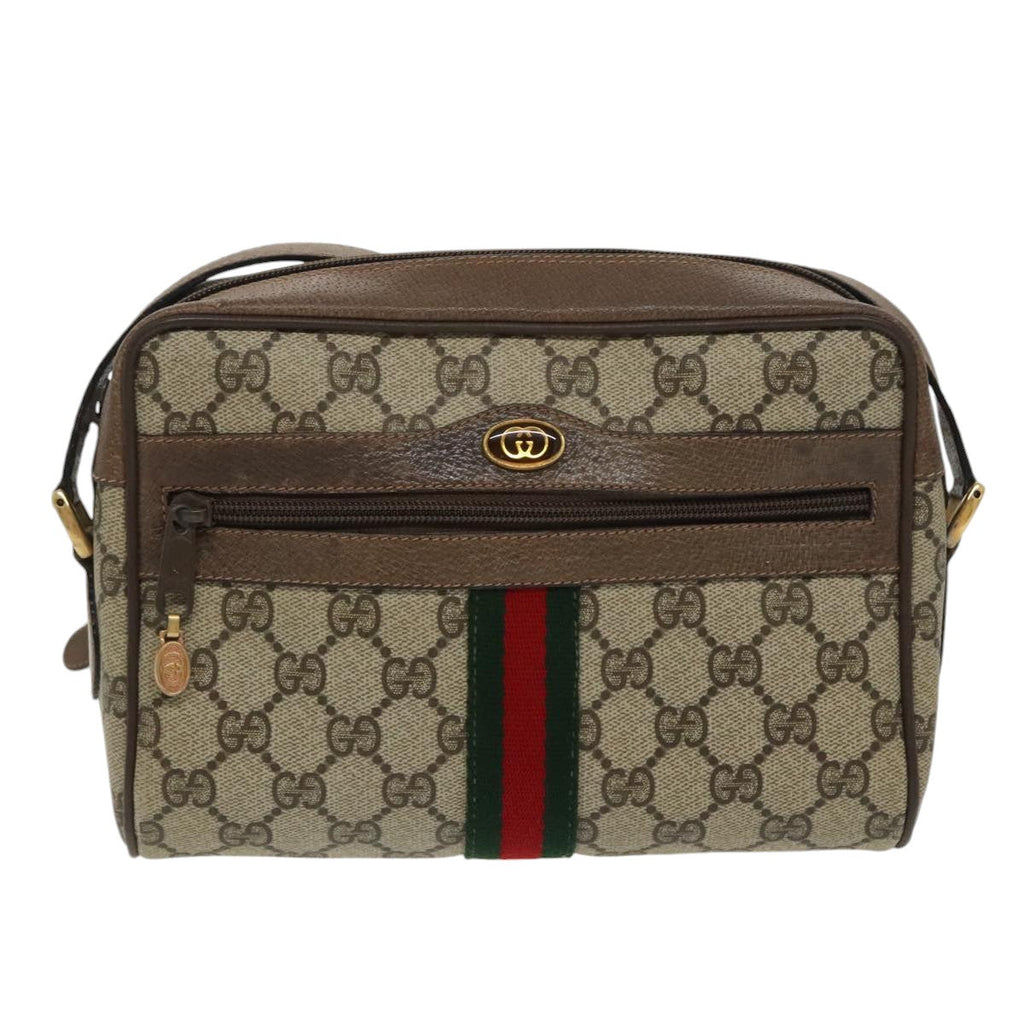 GUCCI GG Supreme Web Sherry Line Shoulder Bag PVC Beige 32 02 004 100146