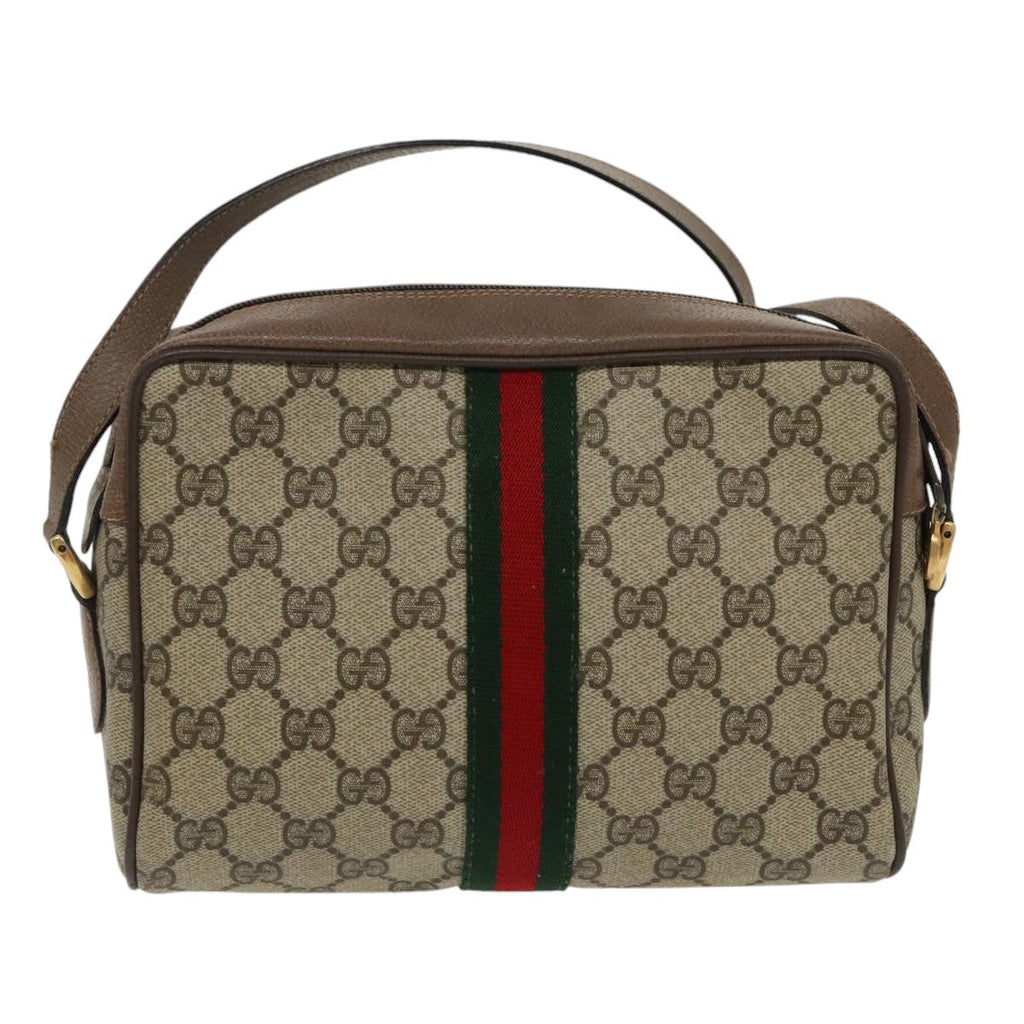GUCCI GG Supreme Web Sherry Line Shoulder Bag PVC Beige 32 02 004 100146
