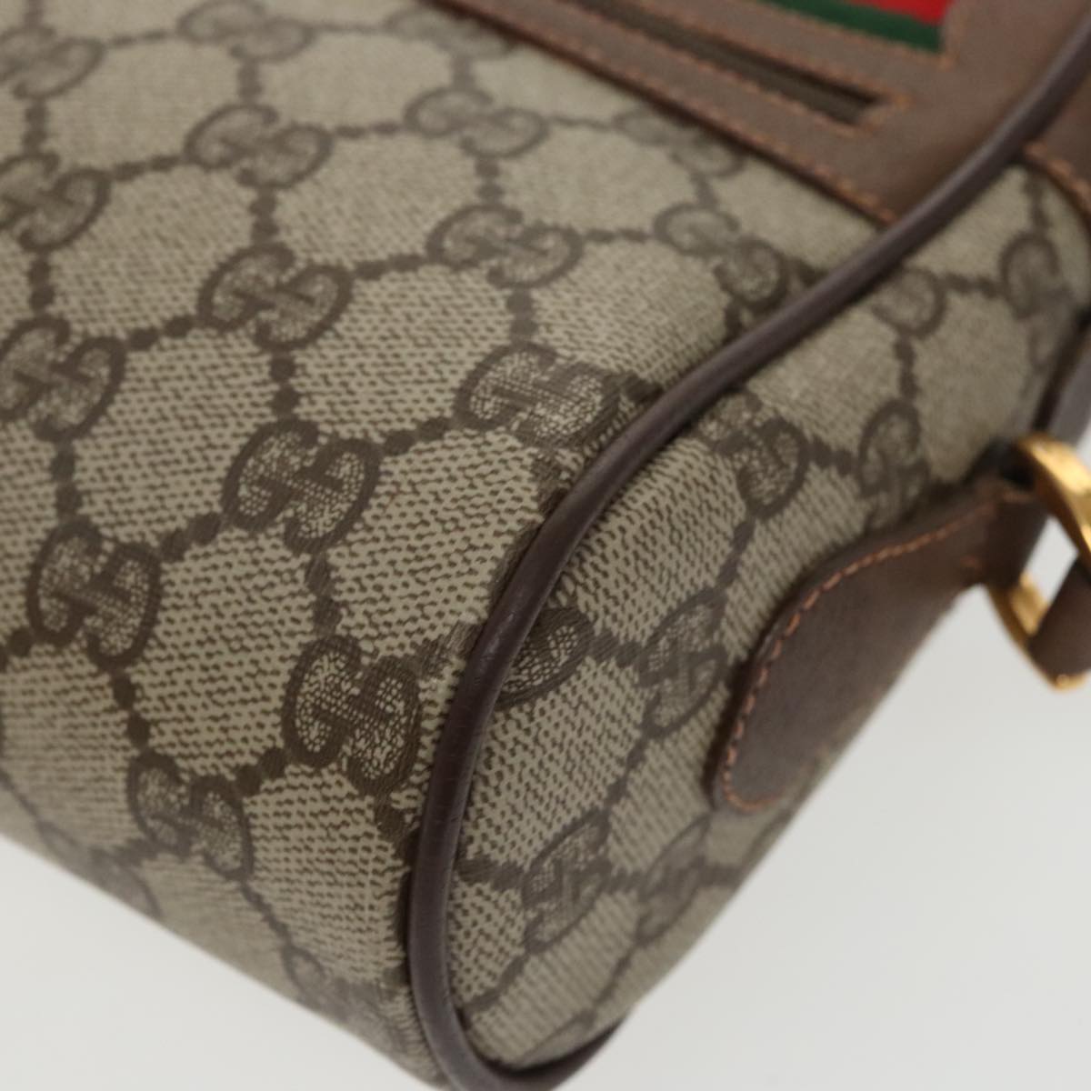 GUCCI GG Supreme Web Sherry Line Shoulder Bag PVC Beige 119 02 087 100147