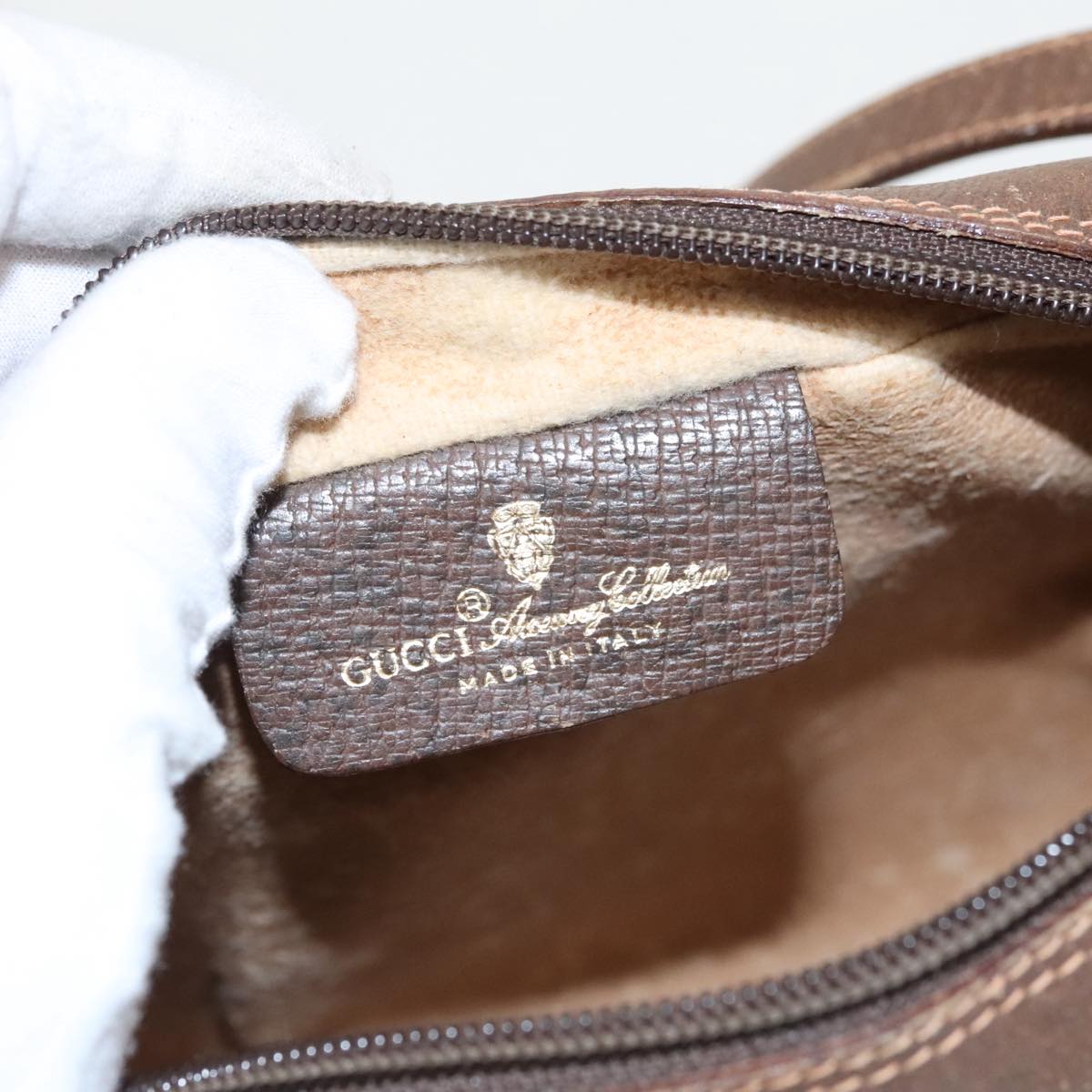 GUCCI GG Supreme Web Sherry Line Shoulder Bag PVC Beige 119 02 087 100147