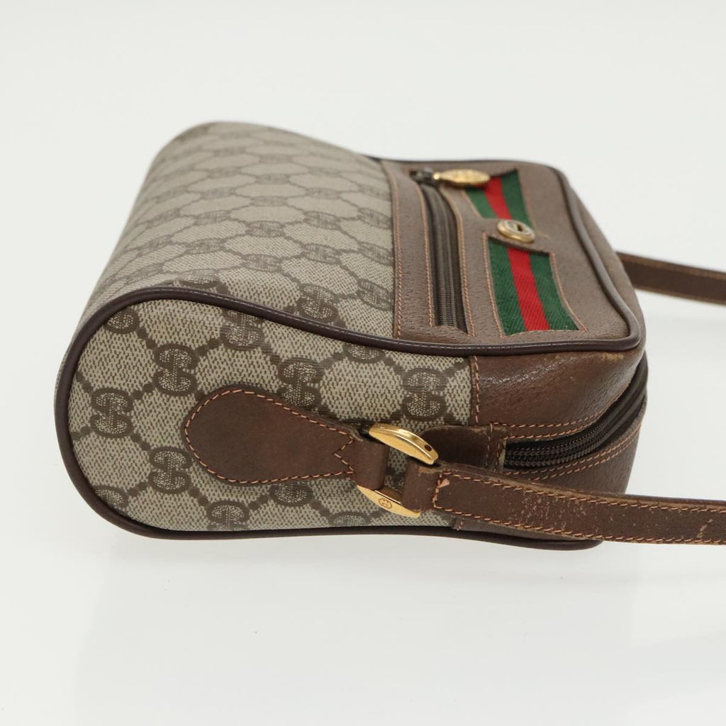 GUCCI GG Supreme Web Sherry Line Shoulder Bag PVC Beige 119 02 087 100147