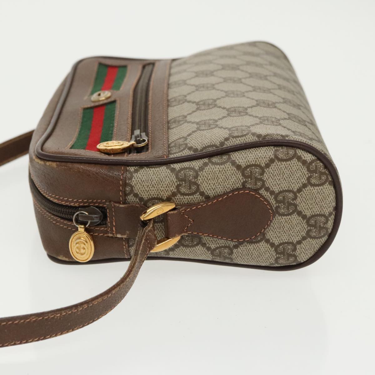 GUCCI GG Supreme Web Sherry Line Shoulder Bag PVC Beige 119 02 087 100147