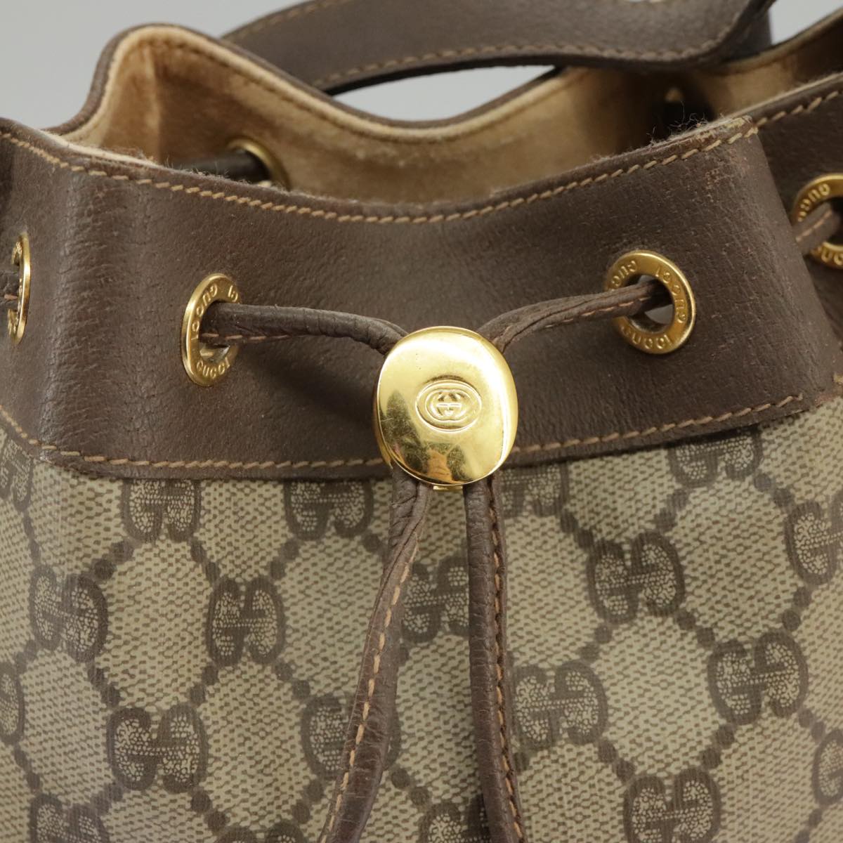 GUCCI GG Supreme Web Sherry Line Shoulder Bag PVC Beige 164 02 034 100148
